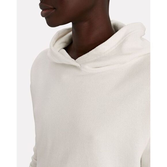 Enza Costa Cropped Hooded Terry Sweatshirt in Ivory Size Small - Picture 4 of 8